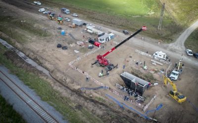 Acueducto Oeste: exitoso primer enlace de cañerías previo a su empalme con el Sistema Norte